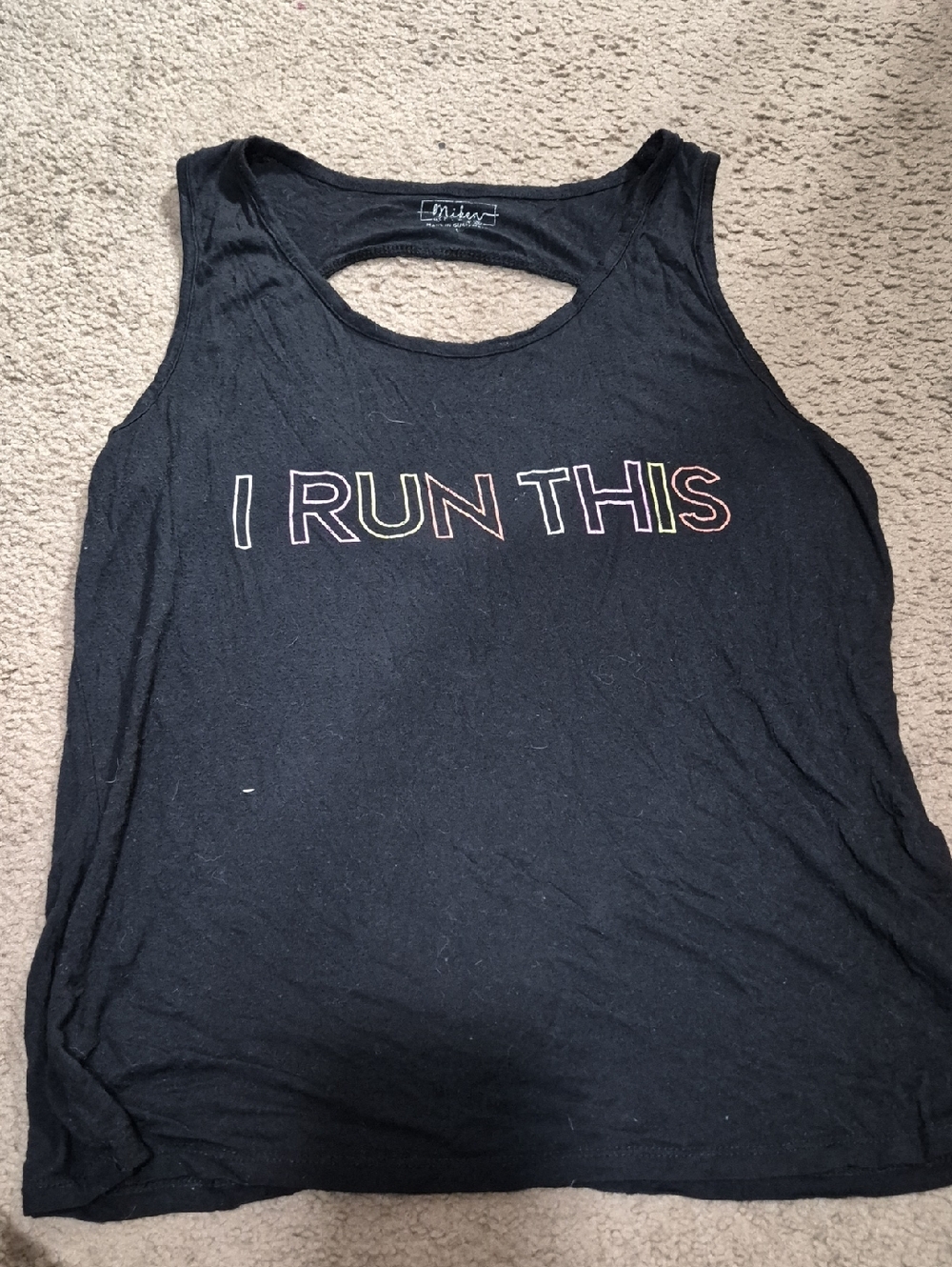Black Tank with Multicolor 'I RUN THIS' Graphic